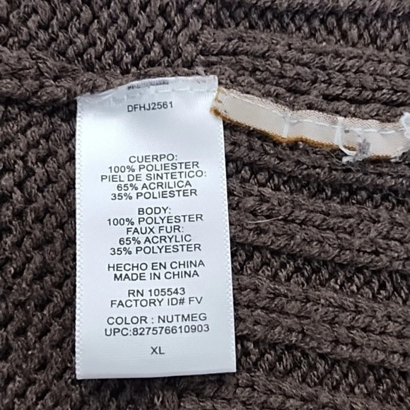 Daisy Fuentes Brown Button-up 3/4 Sleeve Faux Fur Trimmed Cardigan Jacket - Picture 11 of 17